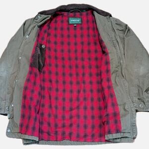 Orvis Mens Barn Chore Coat Jacket Brown Corduroy Collar Flannel Lined Size M